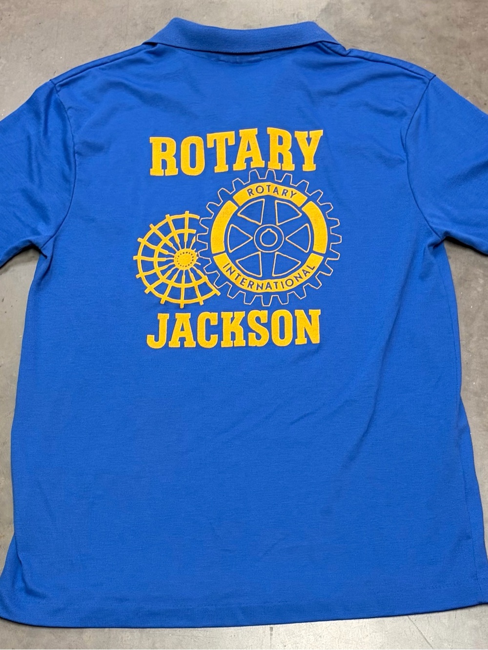 Vintage Hanes Rotary Jackson Blue Polo Shirt with Yellow Logo Medium